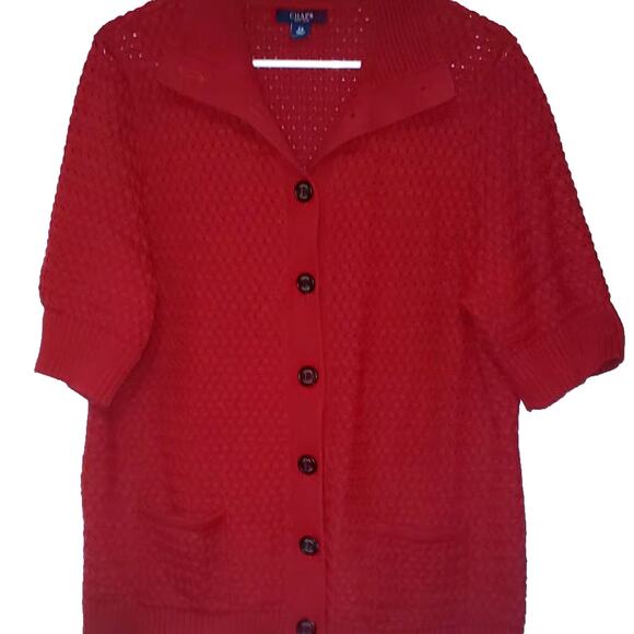 Chaps Sweaters - Chaps Vintage Red Knit Cardigan Sweater | Plus 2X | Timeless Winter Style